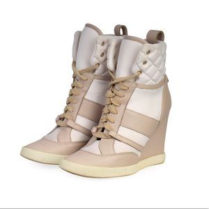 CHLOE Quilted Leather Wedge Sneaker